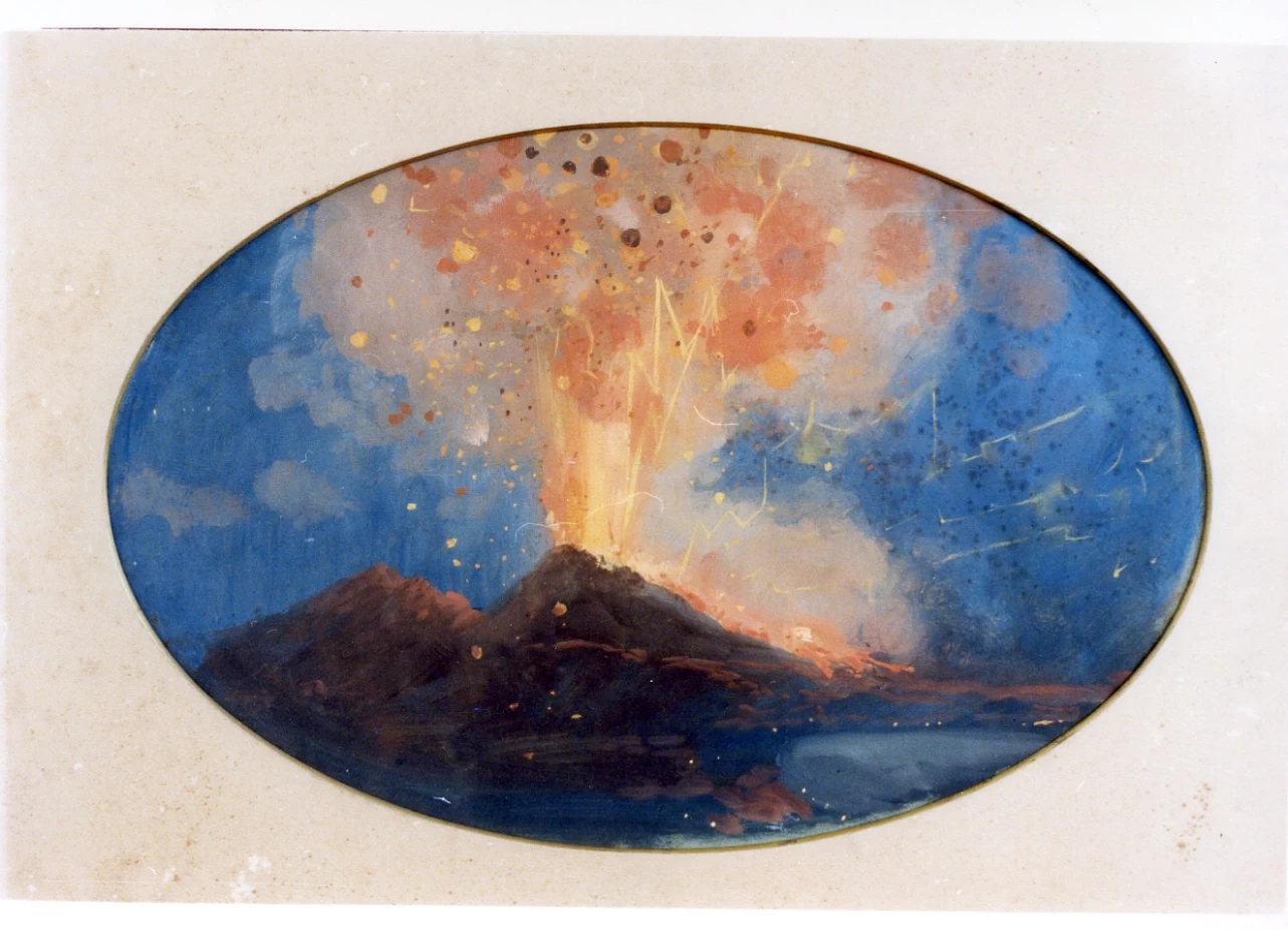 Veduta del Vesuvio in eruzione - Certosa e Museo Nazionale S. Martino, Napoli